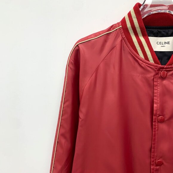 Celine Red Stripe Stand-Collar Zip-Front Long Sleeve Jacket - Picture 3 of 7
